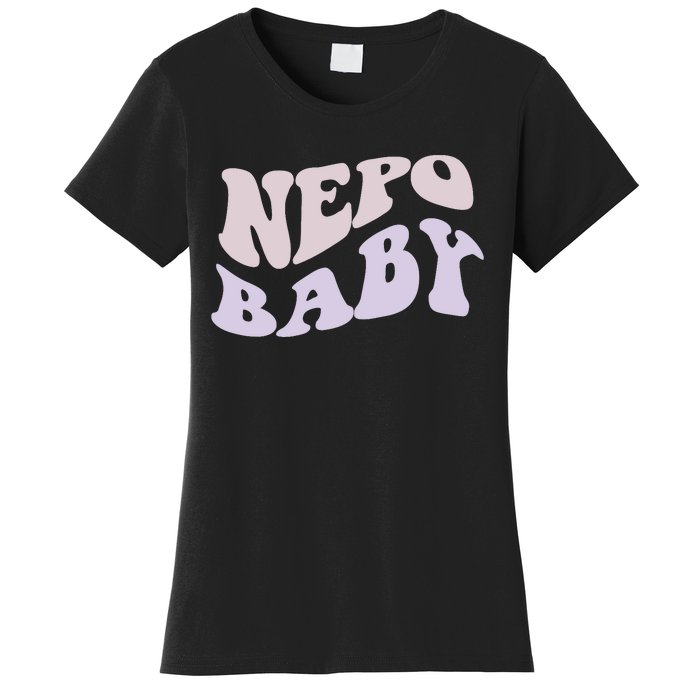 NEPO BABY Funny Nepotism Wavy Vintage Trending Meme Women's T-Shirt