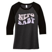 NEPO BABY Funny Nepotism Wavy Vintage Trending Meme Women's Tri-Blend 3/4-Sleeve Raglan Shirt