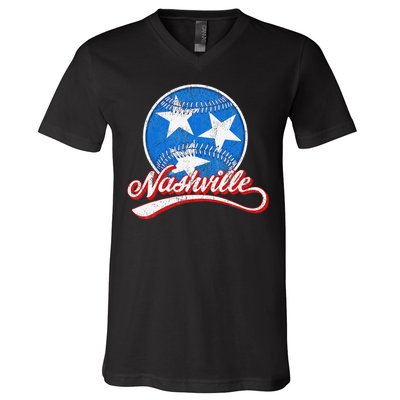 Nashville Baseball Faded V-Neck T-Shirt