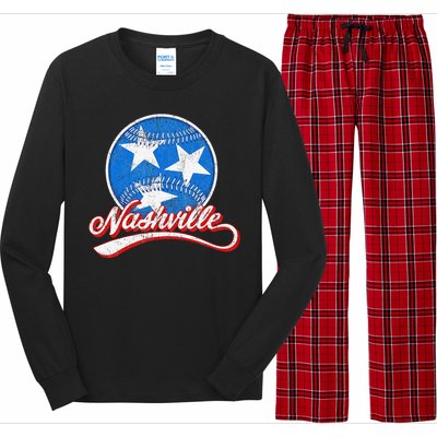 Nashville Baseball Faded Long Sleeve Pajama Set