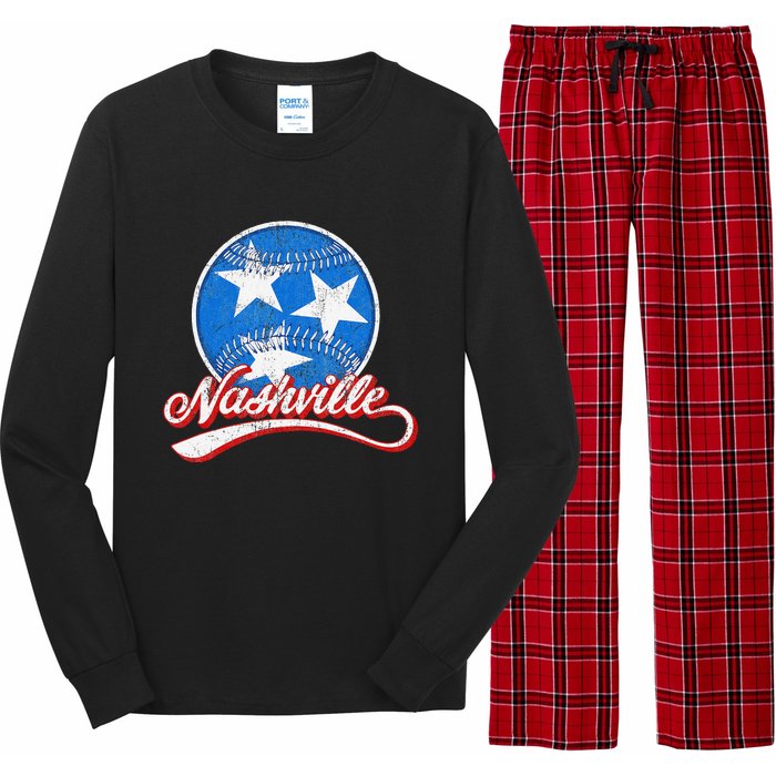 Nashville Baseball Faded Long Sleeve Pajama Set