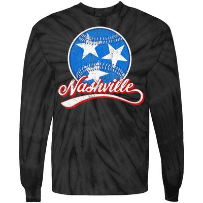 Nashville Baseball Faded Tie-Dye Long Sleeve Shirt