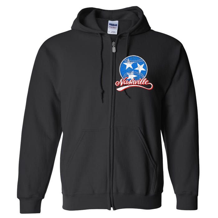 Nashville Baseball Faded Full Zip Hoodie