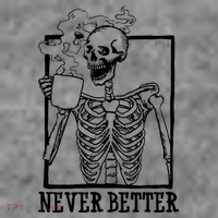 Never Better Funny Skeleton Coffee Baby Bodysuit