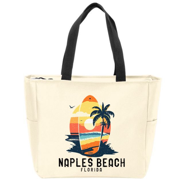 Naples Beach Florida Surfboard Waves Beach Zip Tote Bag