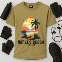 Naples Beach Florida Surfboard Waves Beach Cooling Performance Crew T-Shirt