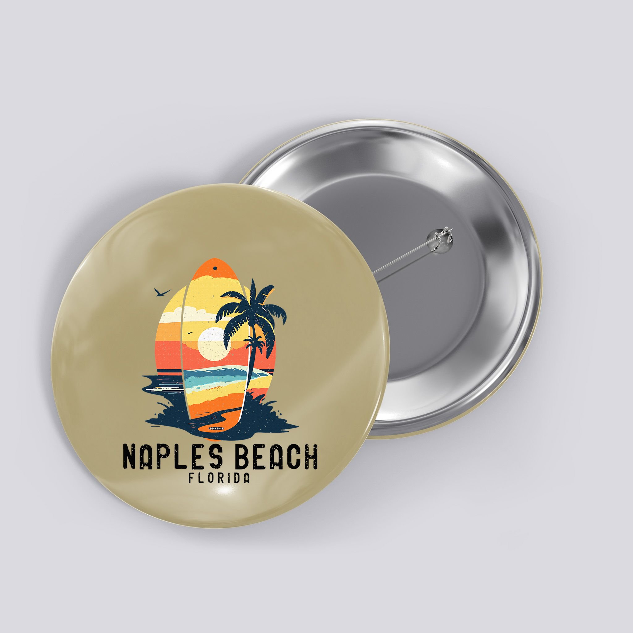 Naples Beach Florida Surfboard Waves Beach Button