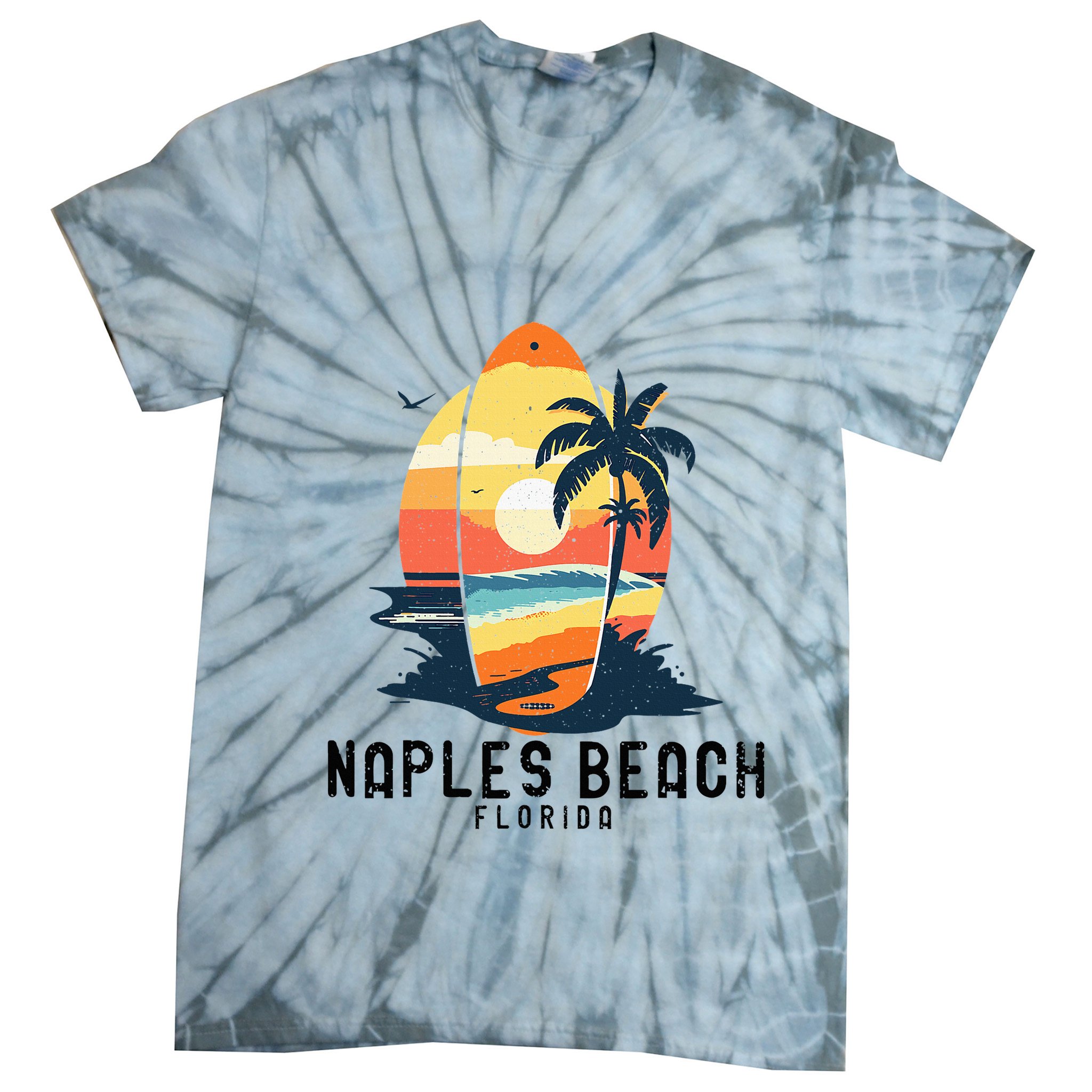 Naples Beach Florida Surfboard Waves Beach Tie-Dye T-Shirt
