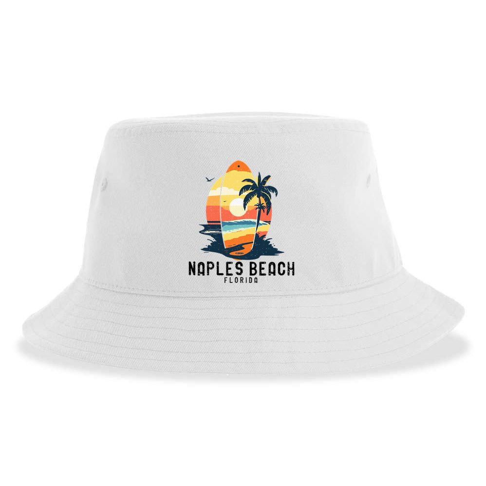 Naples Beach Florida Surfboard Waves Beach Sustainable Bucket Hat
