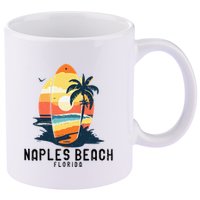 Naples Beach Florida Surfboard Waves Beach 11oz C Handle Ceramic Mug