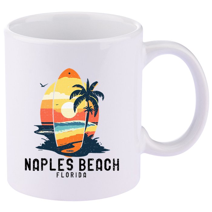 Naples Beach Florida Surfboard Waves Beach 11oz C Handle Ceramic Mug