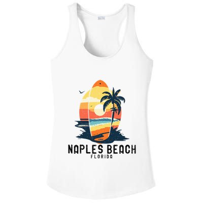Naples Beach Florida Surfboard Waves Beach Ladies PosiCharge Competitor Racerback Tank