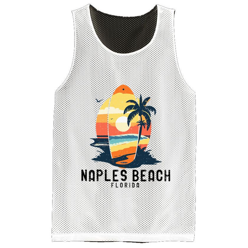 Naples Beach Florida Surfboard Waves Beach Mesh Reversible Basketball Jersey Tank