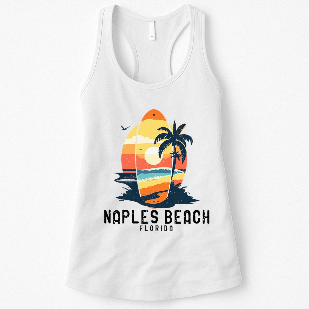 Naples Beach Florida Surfboard Waves Beach Womens Tank Top