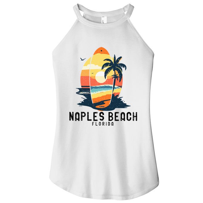 Naples Beach Florida Surfboard Waves Beach Women's Perfect Tri Rocker Tank