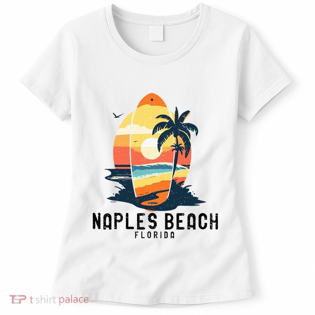 Naples Beach Florida Surfboard Waves Beach Womens T-Shirt