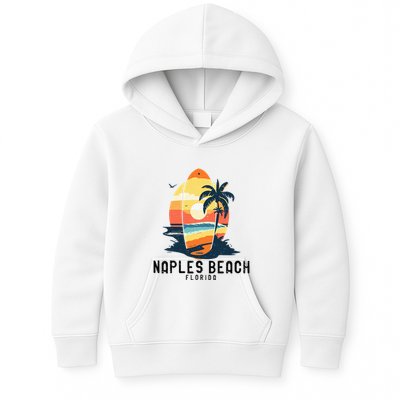 Naples Beach Florida Surfboard Waves Beach Kids Hoodie