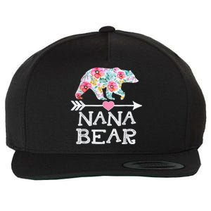 Nana Bear Floral Family Mothers Day Wool Snapback Cap