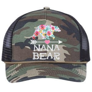 Nana Bear Floral Family Mothers Day Retro Rope Trucker Hat Cap