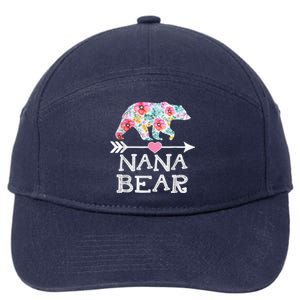 Nana Bear Floral Family Mothers Day 7-Panel Snapback Hat