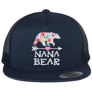 Nana Bear Floral Family Mothers Day Flat Bill Trucker Hat