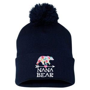 Nana Bear Floral Family Mothers Day Pom Pom 12in Knit Beanie