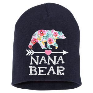 Nana Bear Floral Family Mothers Day Short Acrylic Beanie