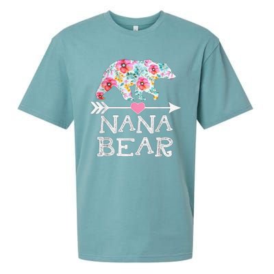 Nana Bear Floral Family Mothers Day Sueded Cloud Jersey T-Shirt