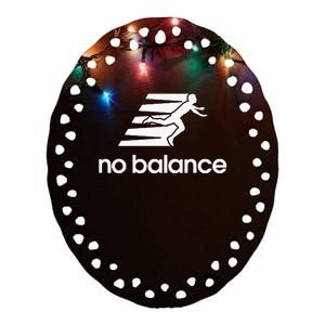 No Balance Funny Running Logo Parody No Balance Ceramic Oval Ornament