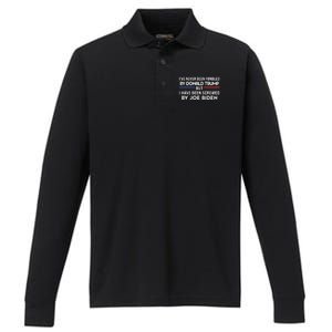 Never Been Fondled By Donald Trump But I Have Been Screwed By Joe Biden Funny Performance Long Sleeve Polo