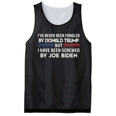 Never Been Fondled By Donald Trump But I Have Been Screwed By Joe Biden Funny Mesh Reversible Basketball Jersey Tank