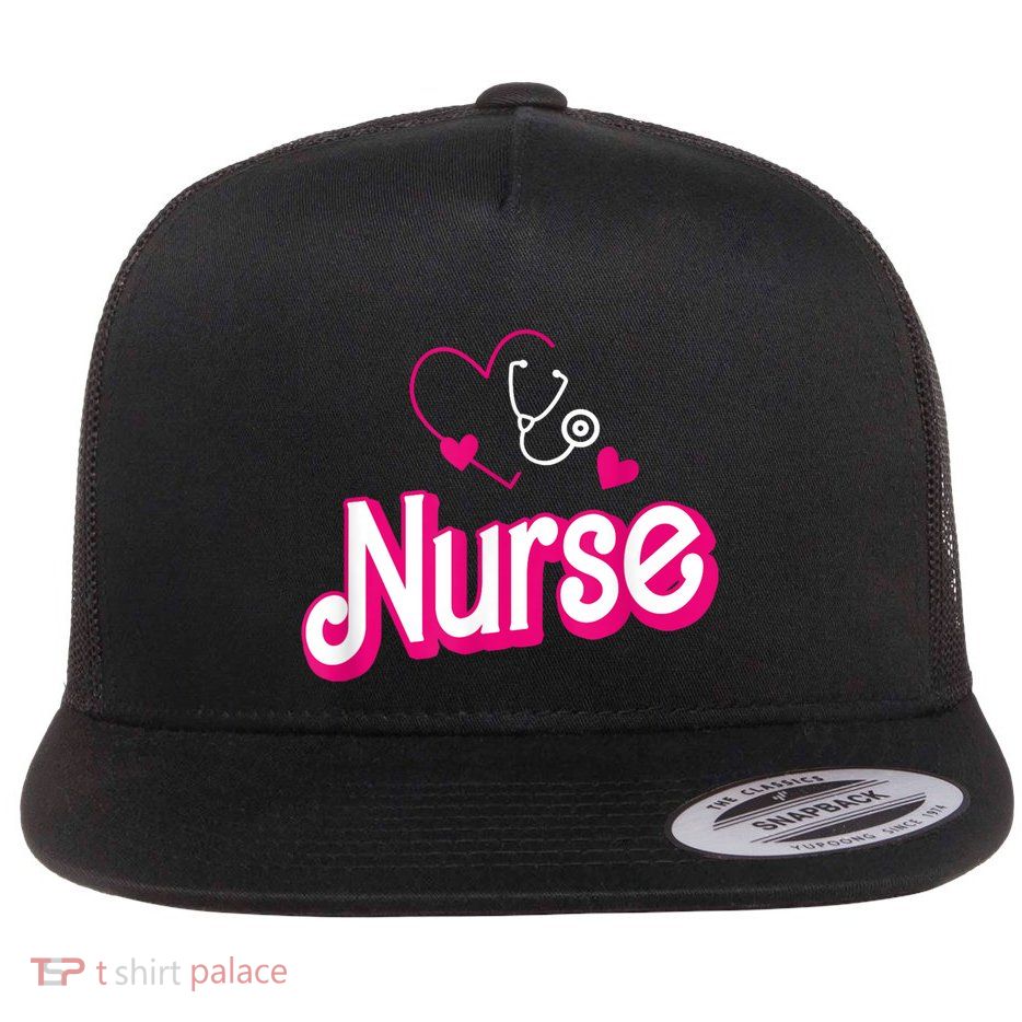 Nerrrdy Black Funny Nurse Flat Bill Trucker Hat