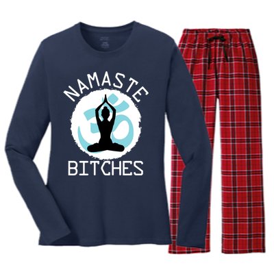 Namaste Bitches Funny Yoga Women's Long Sleeve Flannel Pajama Set 