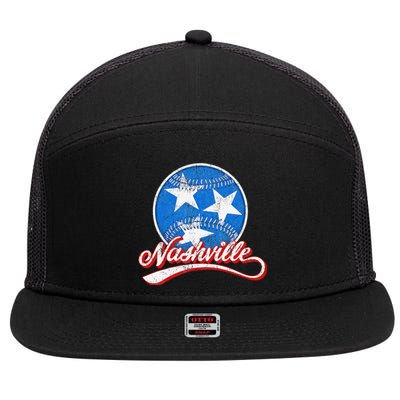 Nashville Baseball Faded 7 Panel Mesh Trucker Snapback Hat