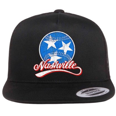 Nashville Baseball Faded Flat Bill Trucker Hat