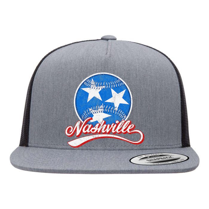 Nashville Baseball Faded Flat Bill Trucker Hat