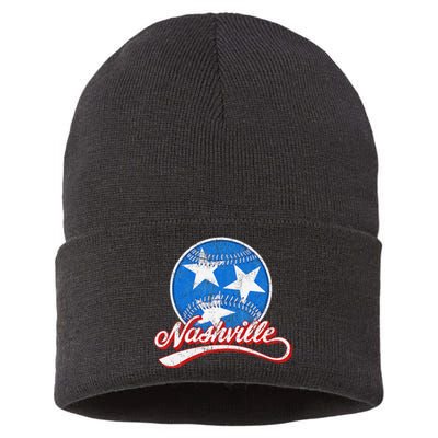 Nashville Baseball Faded Sustainable Knit Beanie