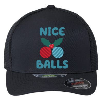 Nice Balls Funny Christmas Ornament Flexfit Unipanel Trucker Cap