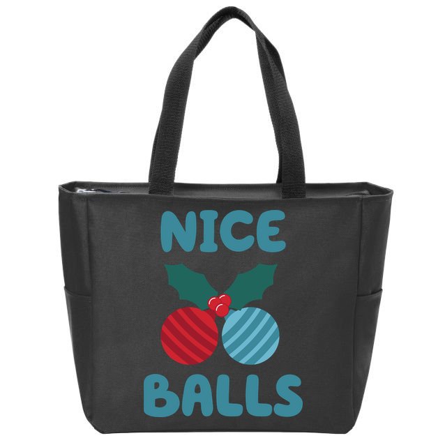 Nice Balls Funny Christmas Ornament Zip Tote Bag