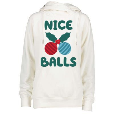 Nice Balls Funny Christmas Ornament Womens Funnel Neck Pullover Hood