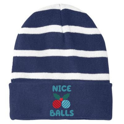 Nice Balls Funny Christmas Ornament Striped Beanie with Solid Band