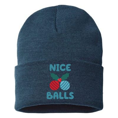 Nice Balls Funny Christmas Ornament Sustainable Knit Beanie