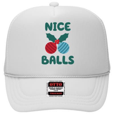 Nice Balls Funny Christmas Ornament High Crown Mesh Back Trucker Hat