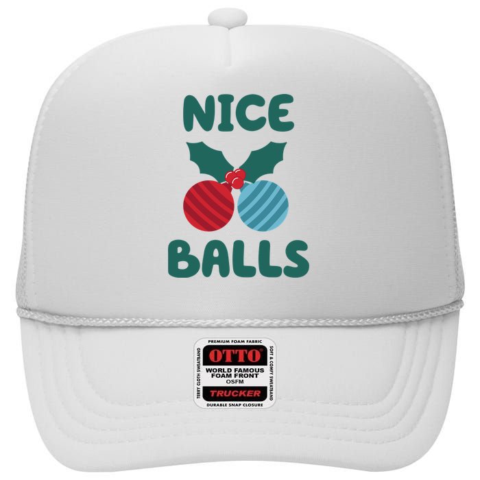 Nice Balls Funny Christmas Ornament High Crown Mesh Back Trucker Hat