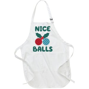 Nice Balls Funny Christmas Ornament Full-Length Apron With Pockets