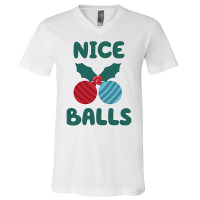 Nice Balls Funny Christmas Ornament V-Neck T-Shirt