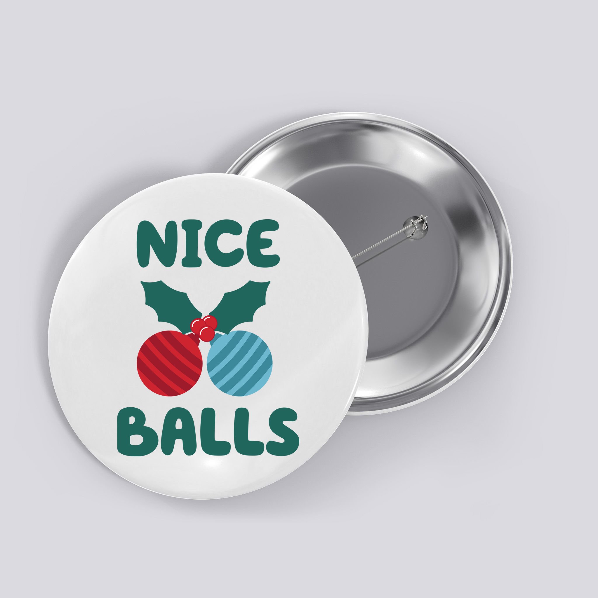 Nice Balls Funny Christmas Ornament Button