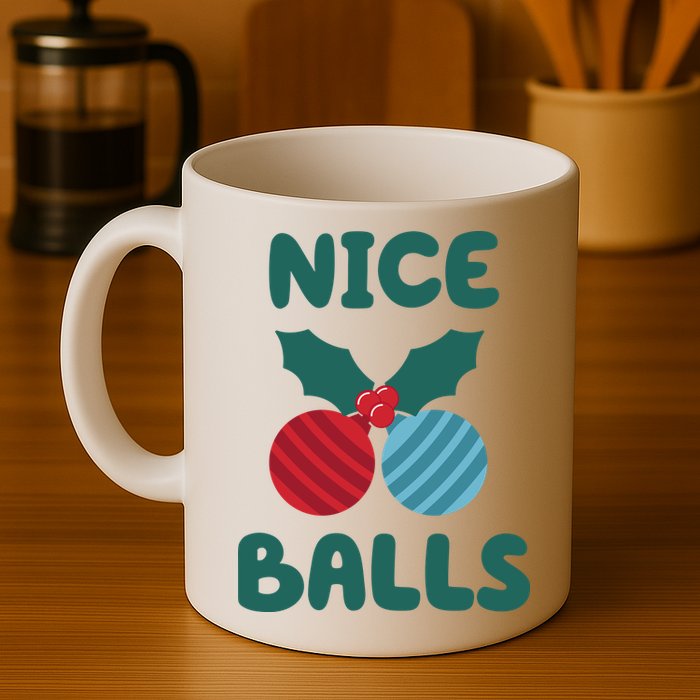 Nice Balls Funny Christmas Ornament Mug