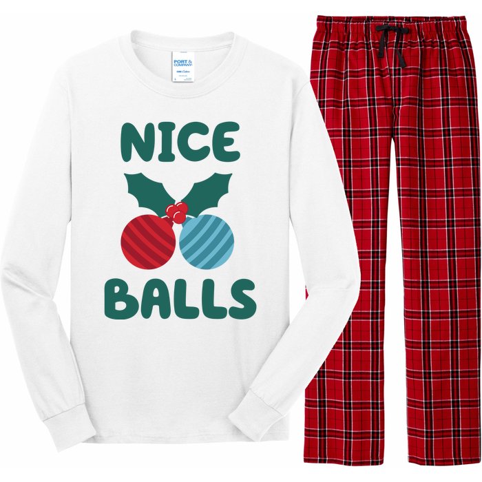 Nice Balls Funny Christmas Ornament Long Sleeve Pajama Set