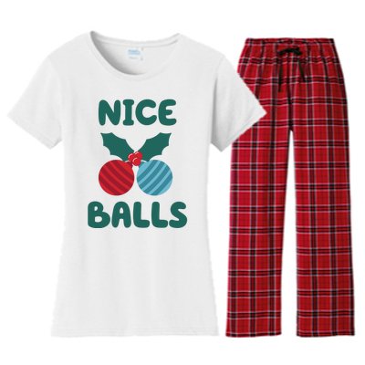 Nice Balls Funny Christmas Ornament Women's Flannel Pajama Set